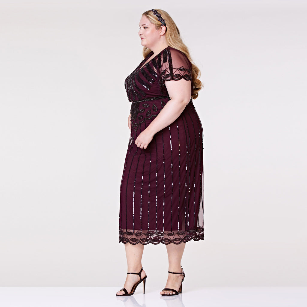 Greta Burgundy Sequin Maxi Dress — view 2