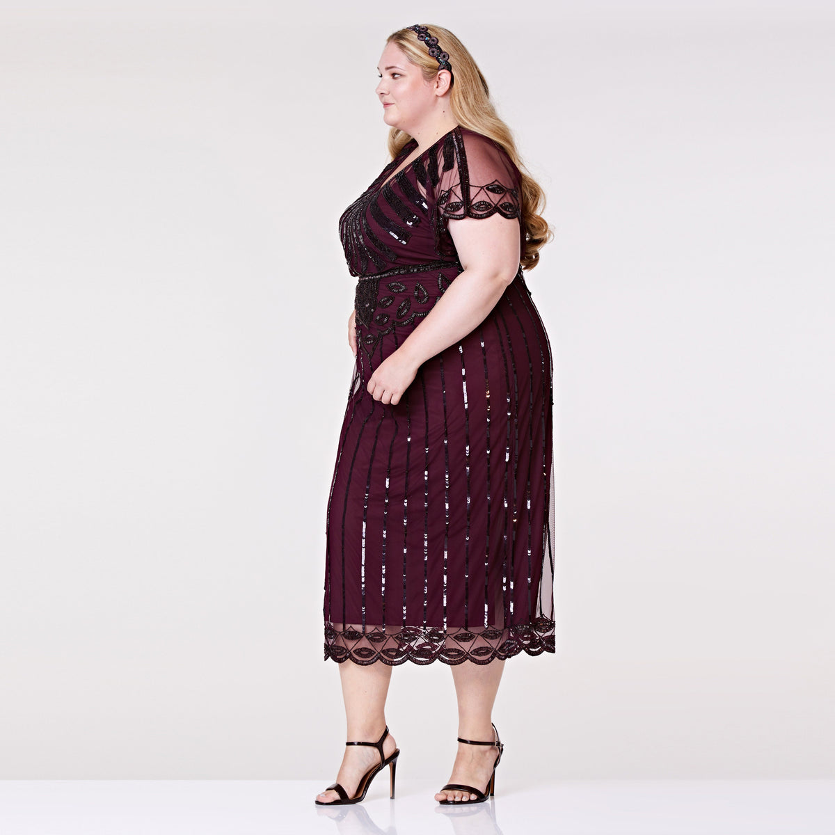 Greta Burgundy Sequin Maxi Dress — view 2