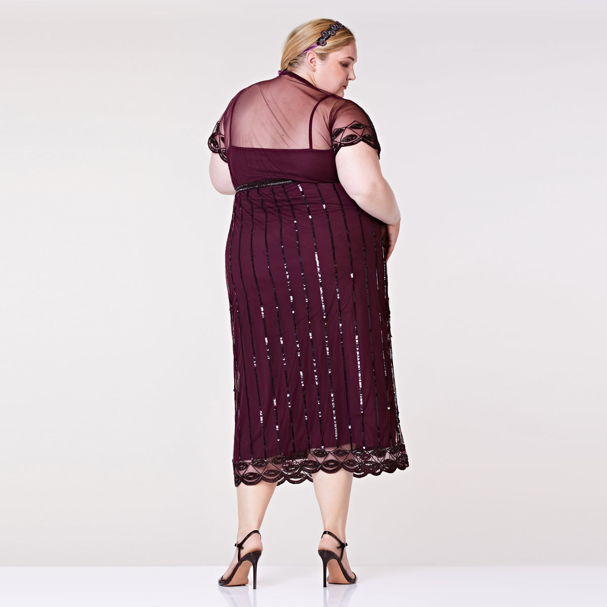 Greta Burgundy Sequin Maxi Dress — view 3