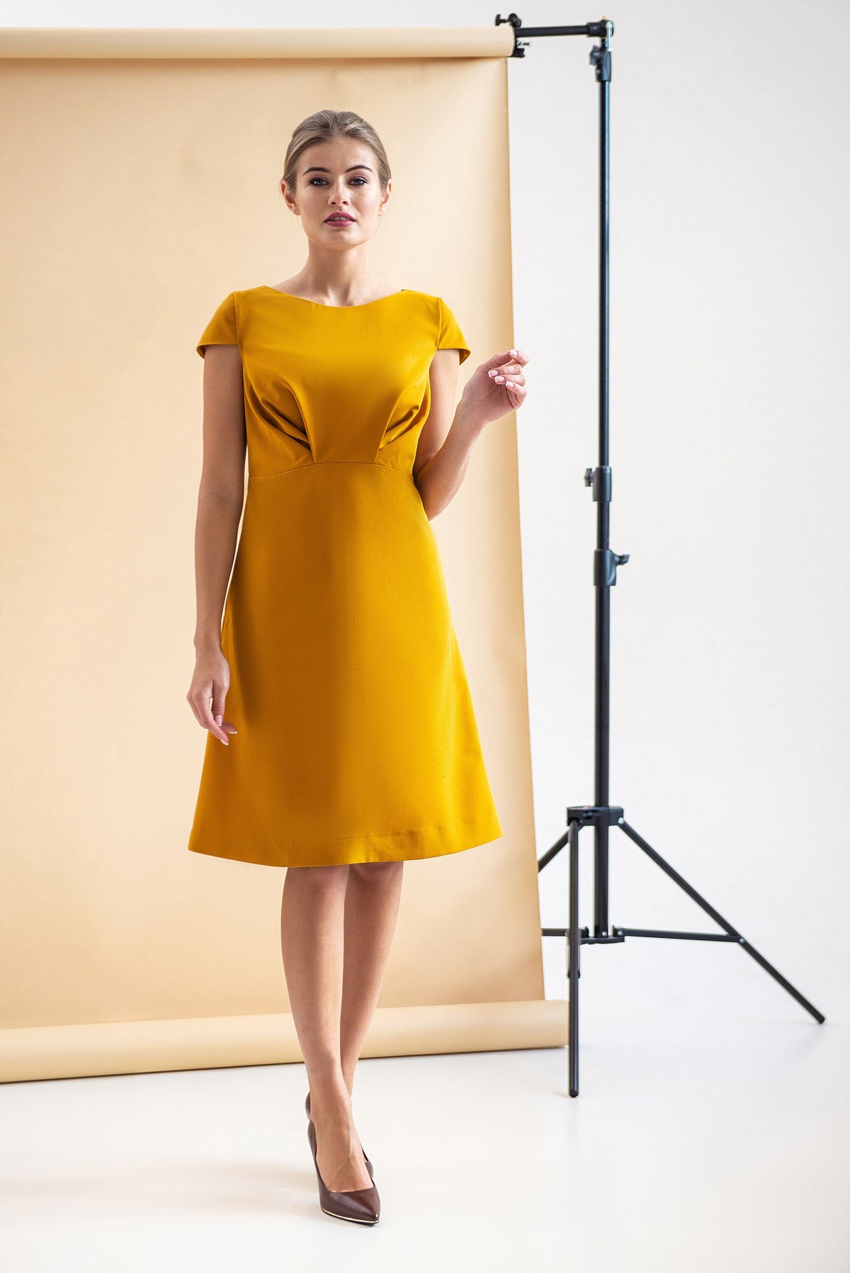 Delia Mustard A-Line Midi Dress — view 2