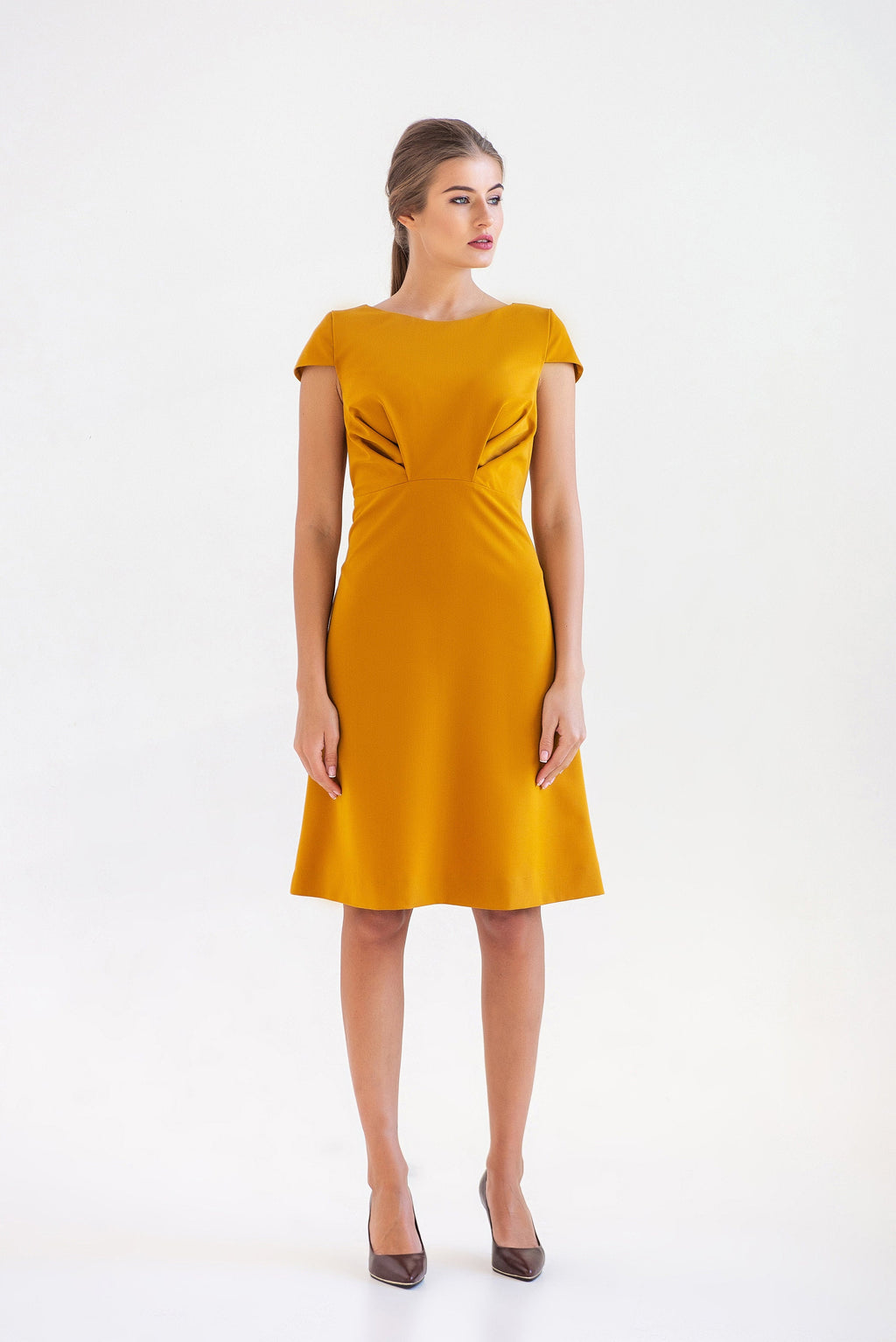 Delia Mustard A-Line Midi Dress — view 3