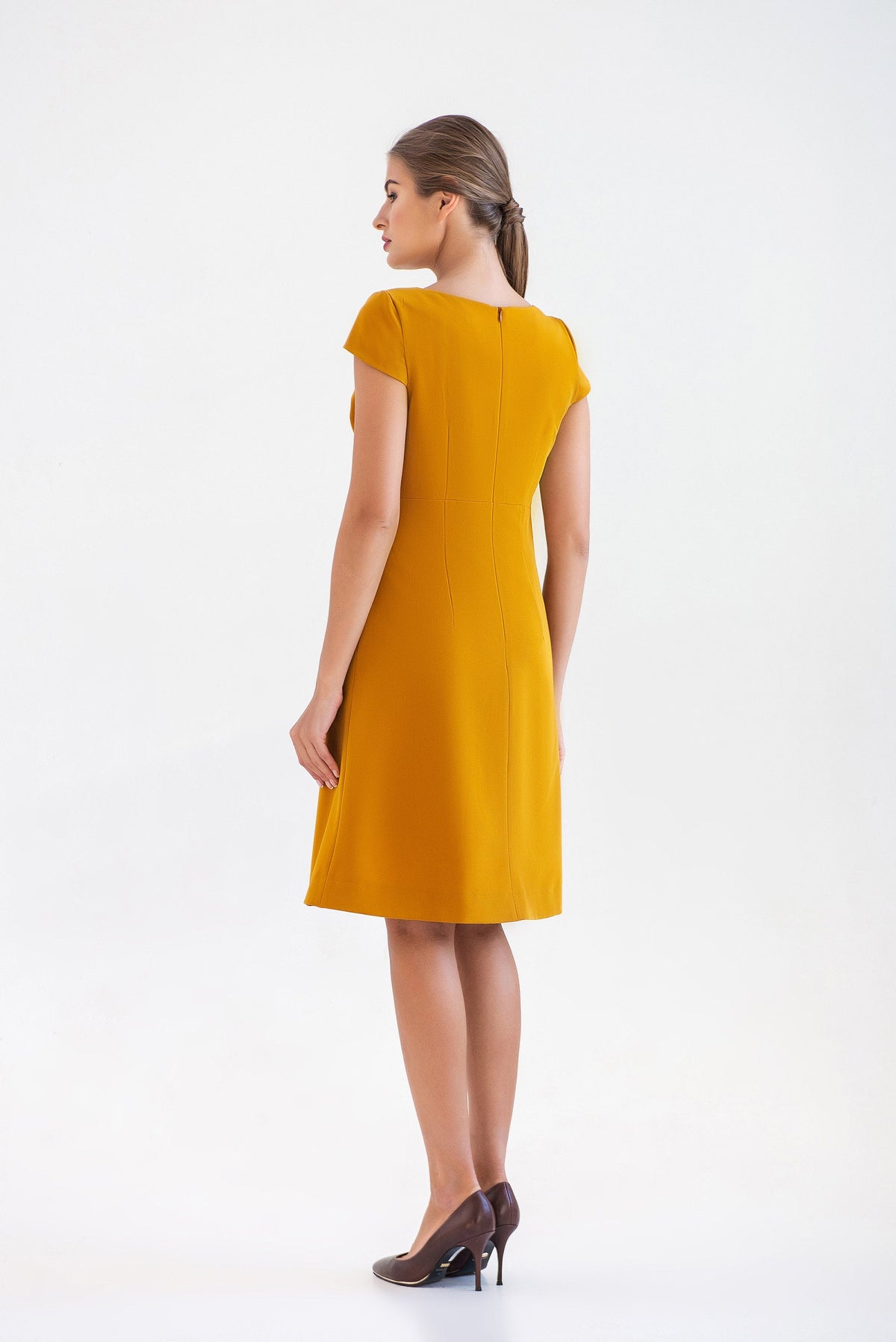 Delia Mustard A-Line Midi Dress — view 6