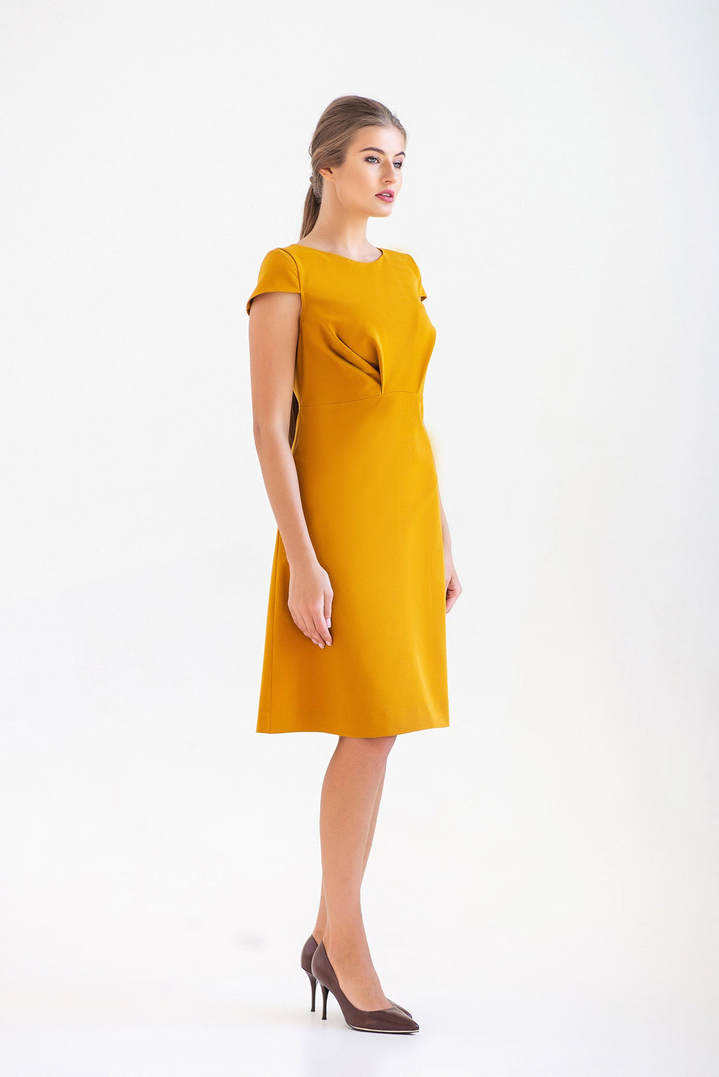 Delia Mustard A-Line Midi Dress — view 5