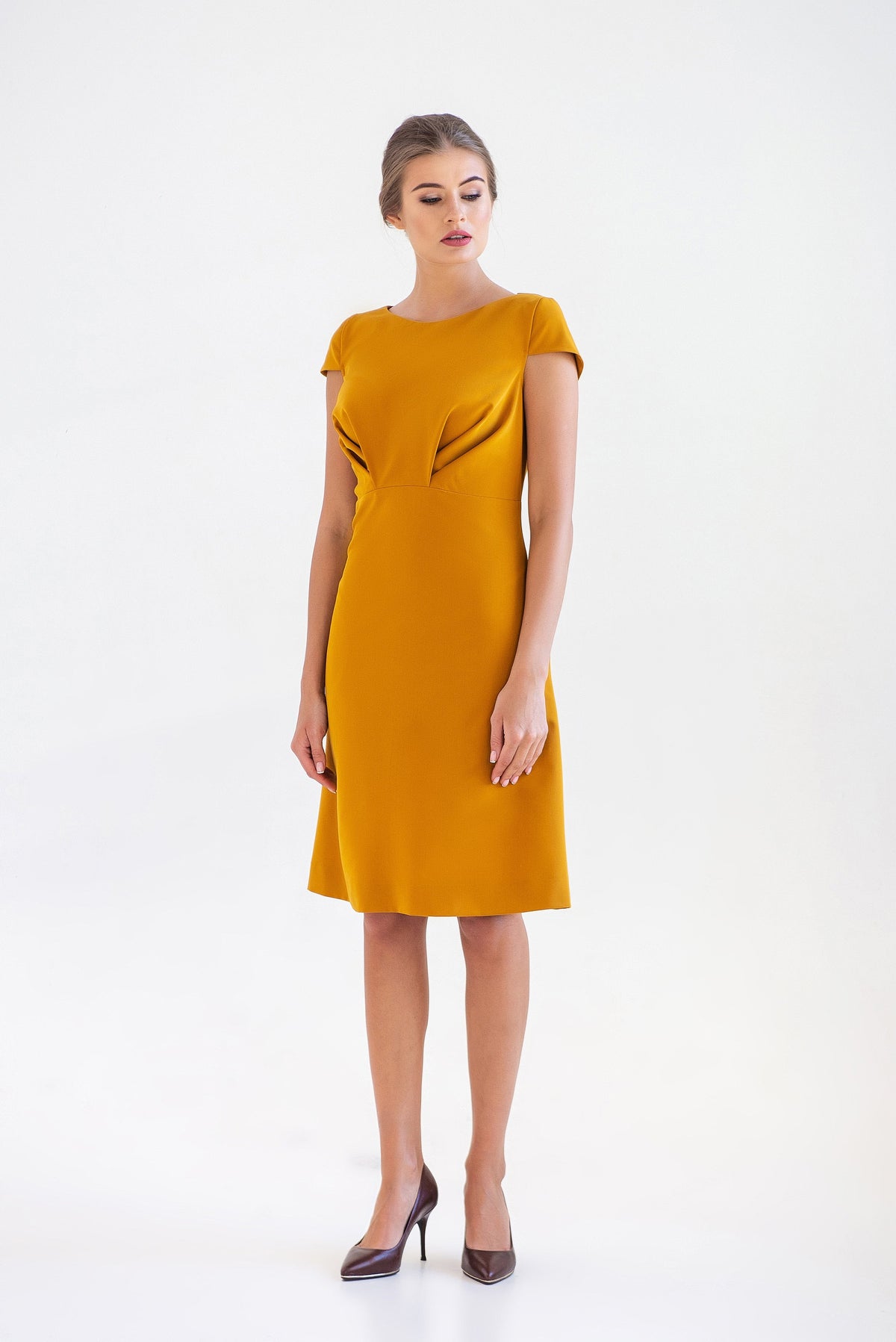 Delia Mustard A-Line Midi Dress — Occasions by Paulette