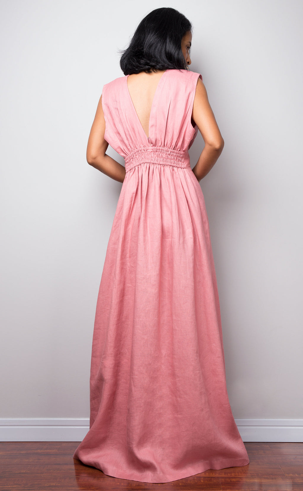 Quinn Pink Linen Maxi Dress — view 6