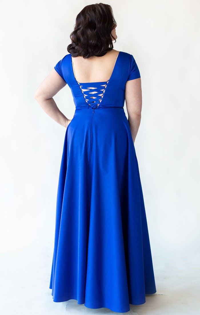 Flora Royal Blue Cotton Maxi Dress — view 3