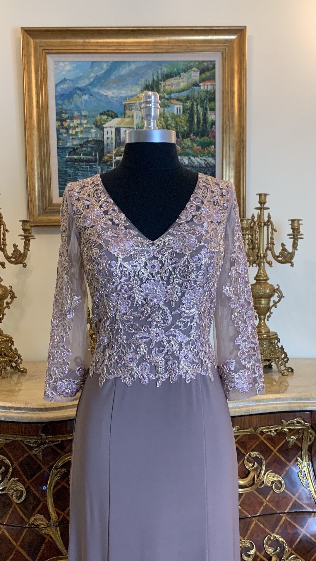 Margot Lavender Lace Maxi Dress — view 2