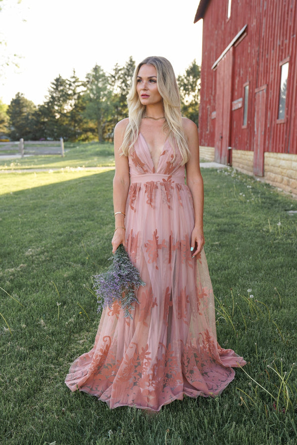Hope Blush Lace Maxi Dress