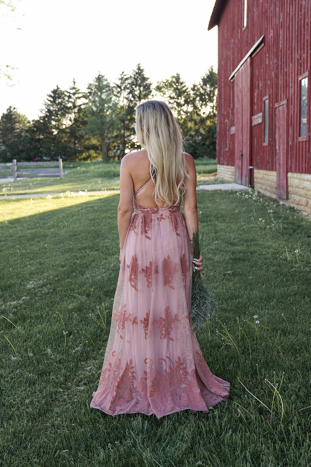 Hope Blush Lace Maxi Dress — view 3