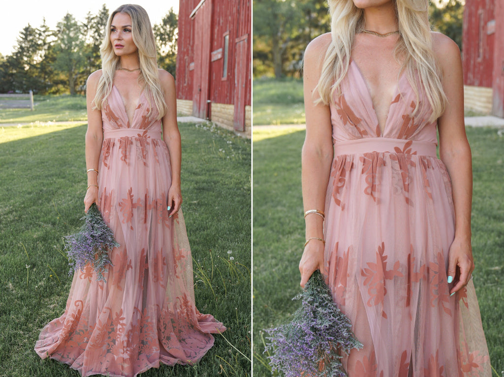 Hope Blush Lace Maxi Dress — view 2