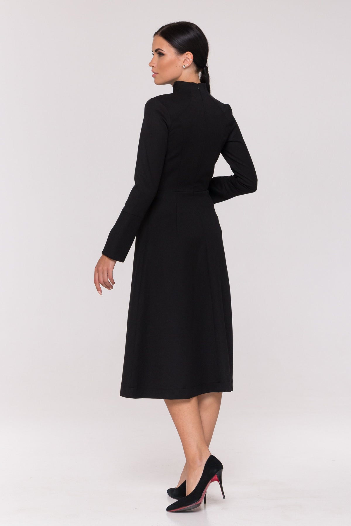 Uma Black Fit-and-Flare Midi Dress — view 5
