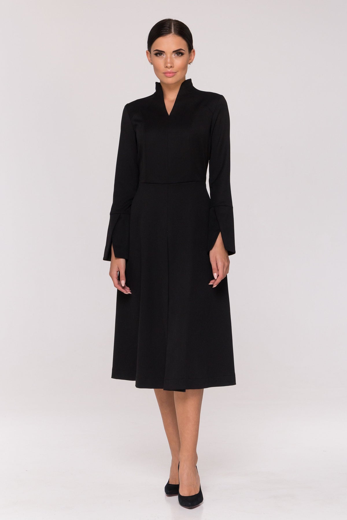 Uma Black Fit-and-Flare Midi Dress — view 3