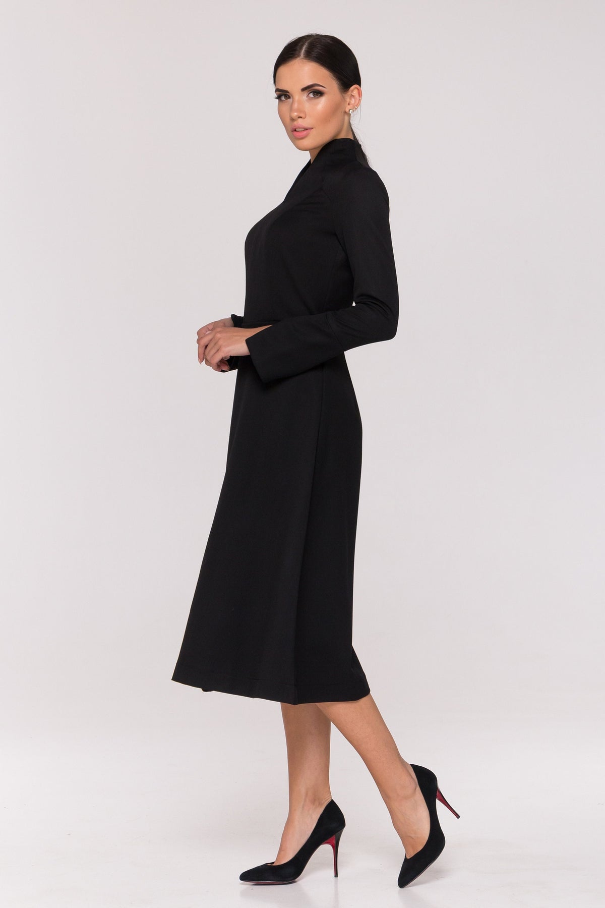 Uma Black Fit-and-Flare Midi Dress — view 4