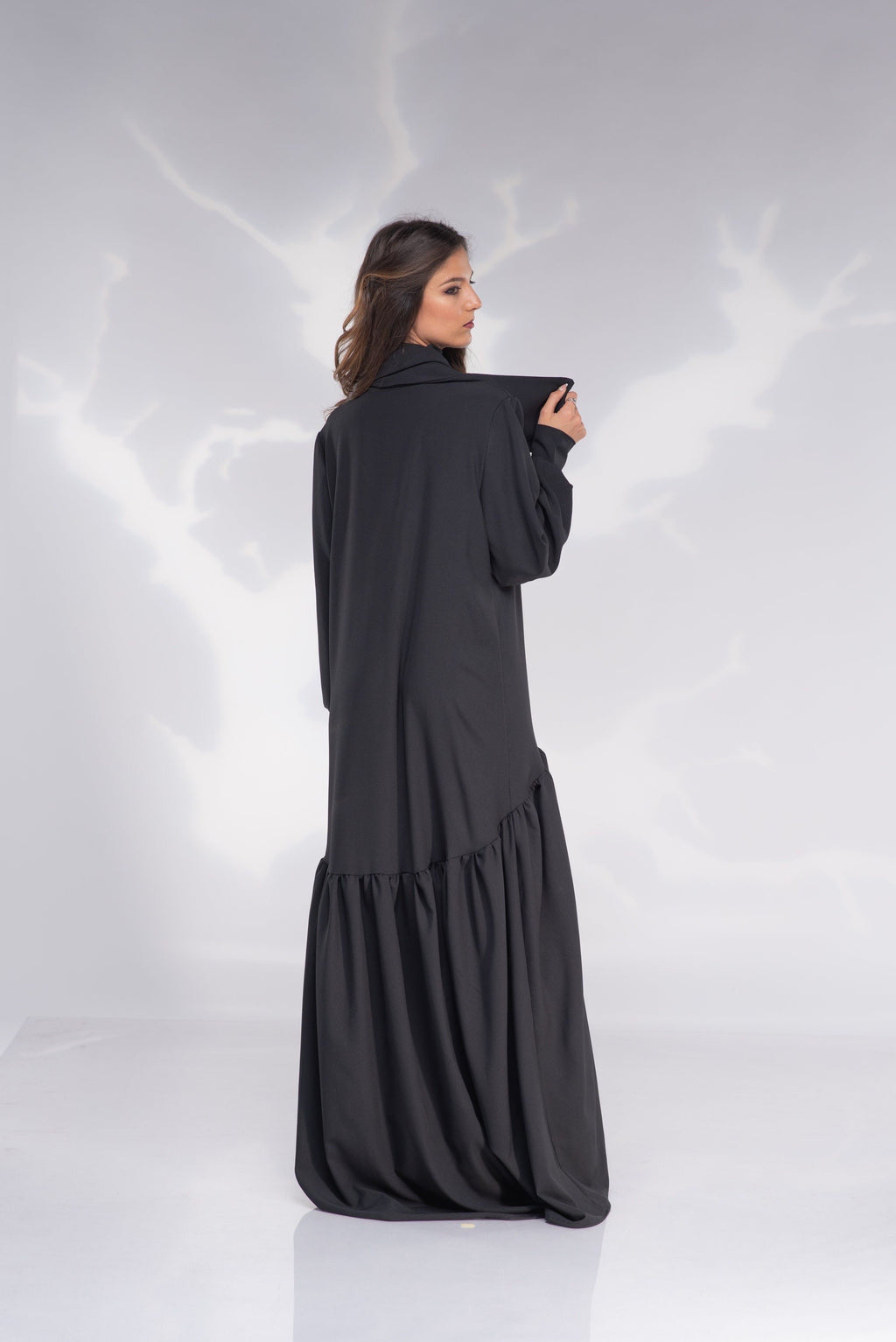 Viola Black Chiffon Kaftan Maxi Dress — view 3