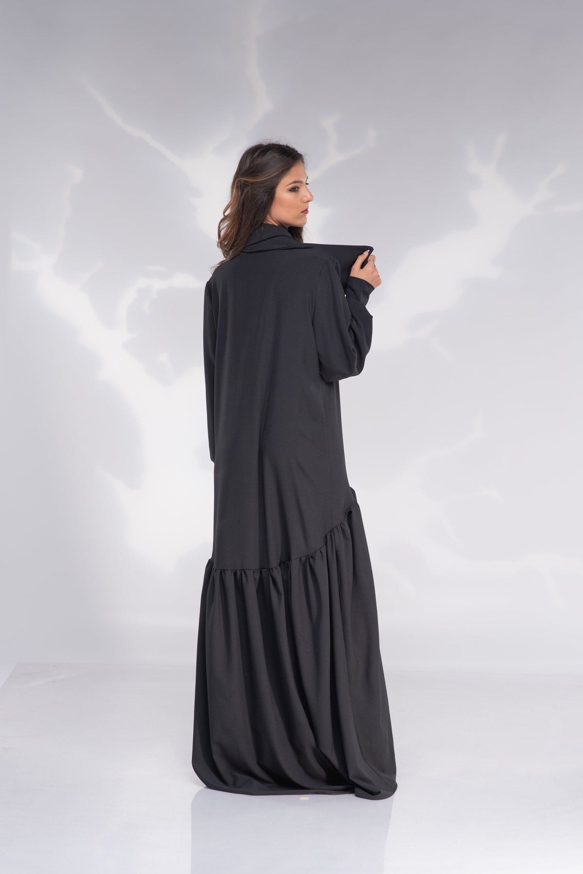 Viola Black Chiffon Kaftan Maxi Dress — view 3