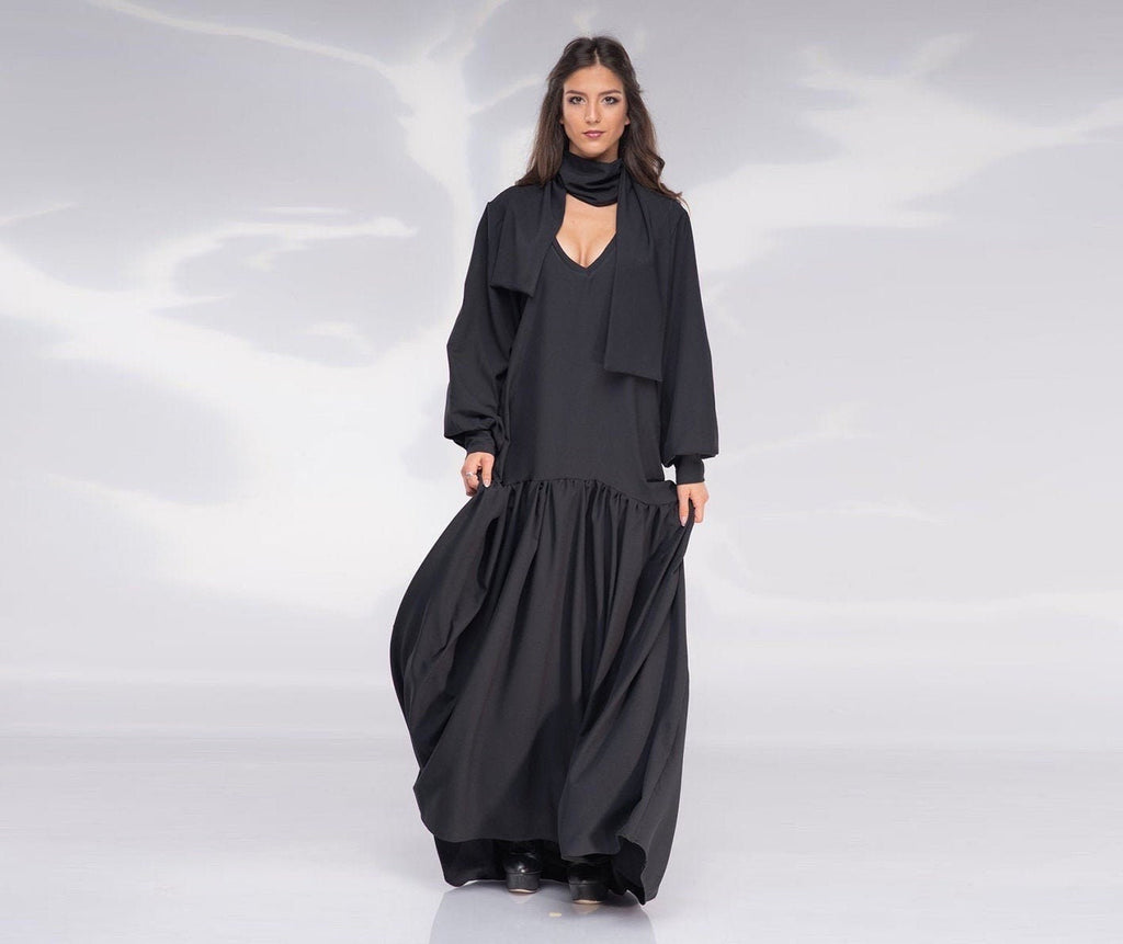 Viola Black Chiffon Kaftan Maxi Dress — Occasions by Paulette