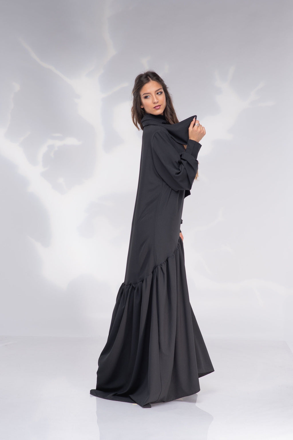 Viola Black Chiffon Kaftan Maxi Dress — view 4