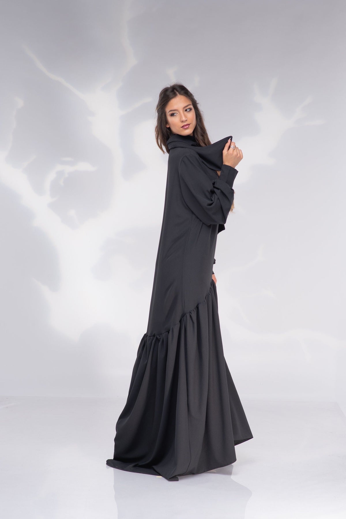 Viola Black Chiffon Kaftan Maxi Dress — view 4