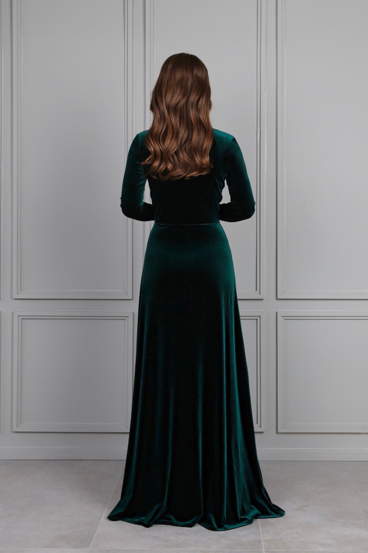 Liv Emerald Velvet Maxi Dress — view 3