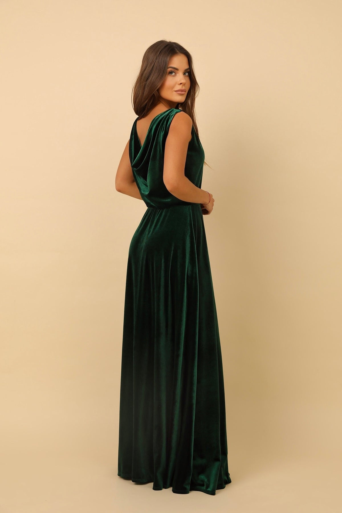 Maeve Green Velvet Cowl Neck Maxi Dress — view 2