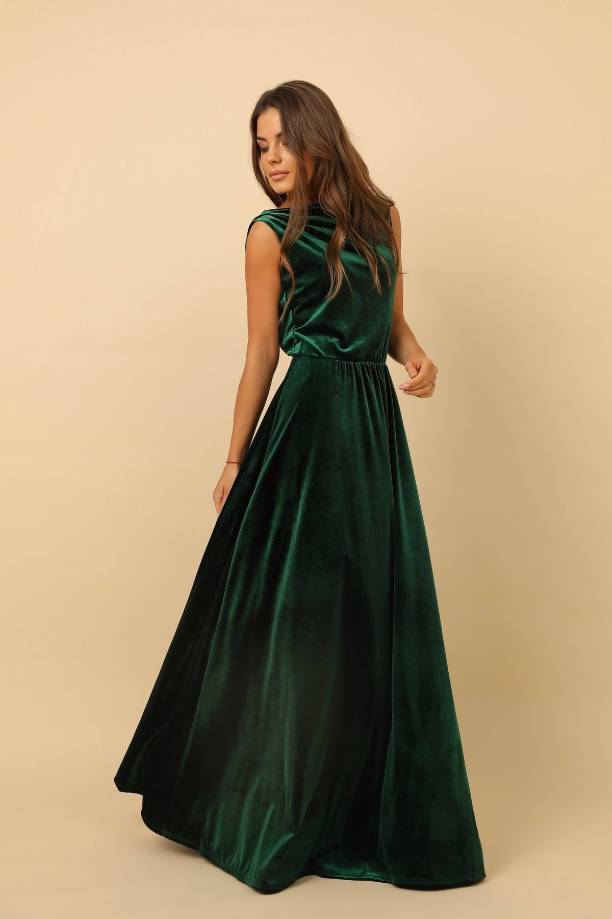 Maeve Green Velvet Cowl Neck Maxi Dress — view 3