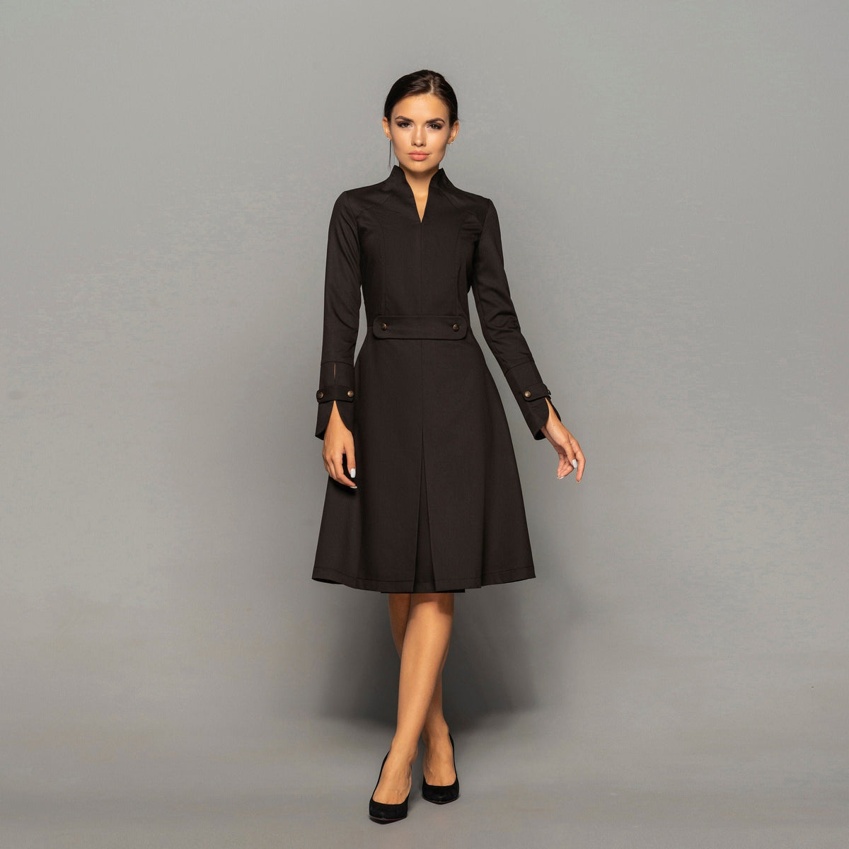 Vivi Black Midi Dress — view 4