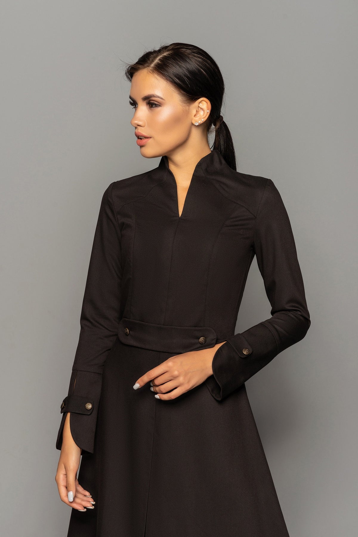 Vivi Black Midi Dress — view 6