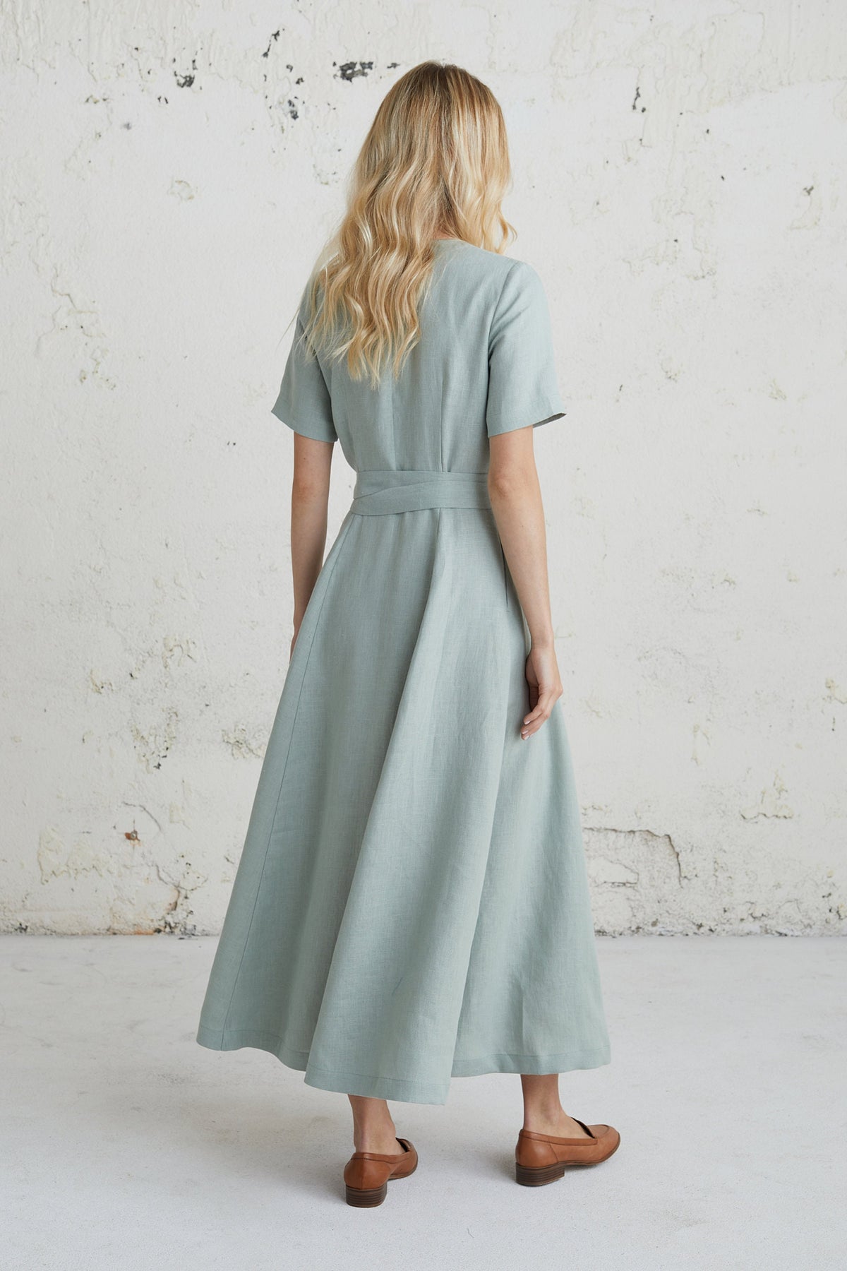 Trixie Sage Linen Wrap Maxi Dress — view 4