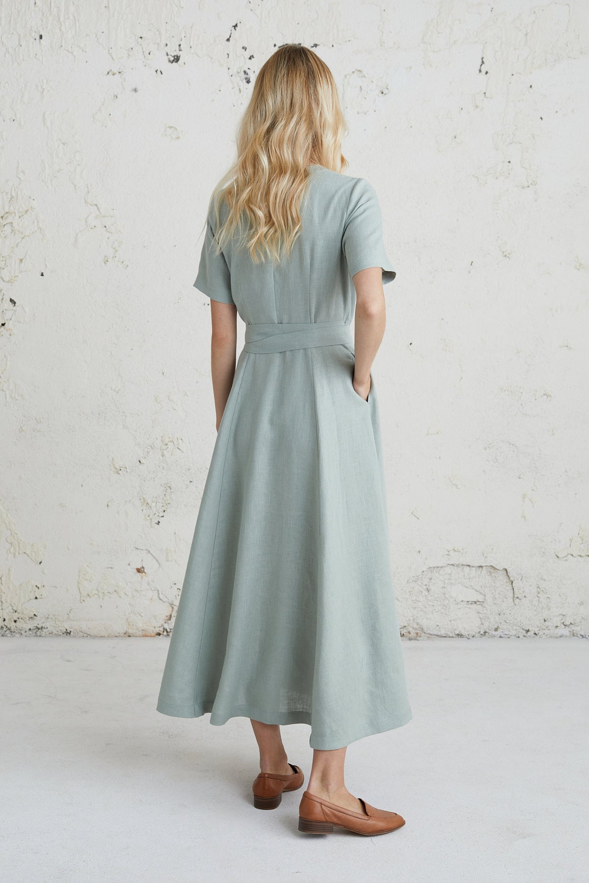 Trixie Sage Linen Wrap Maxi Dress — view 3