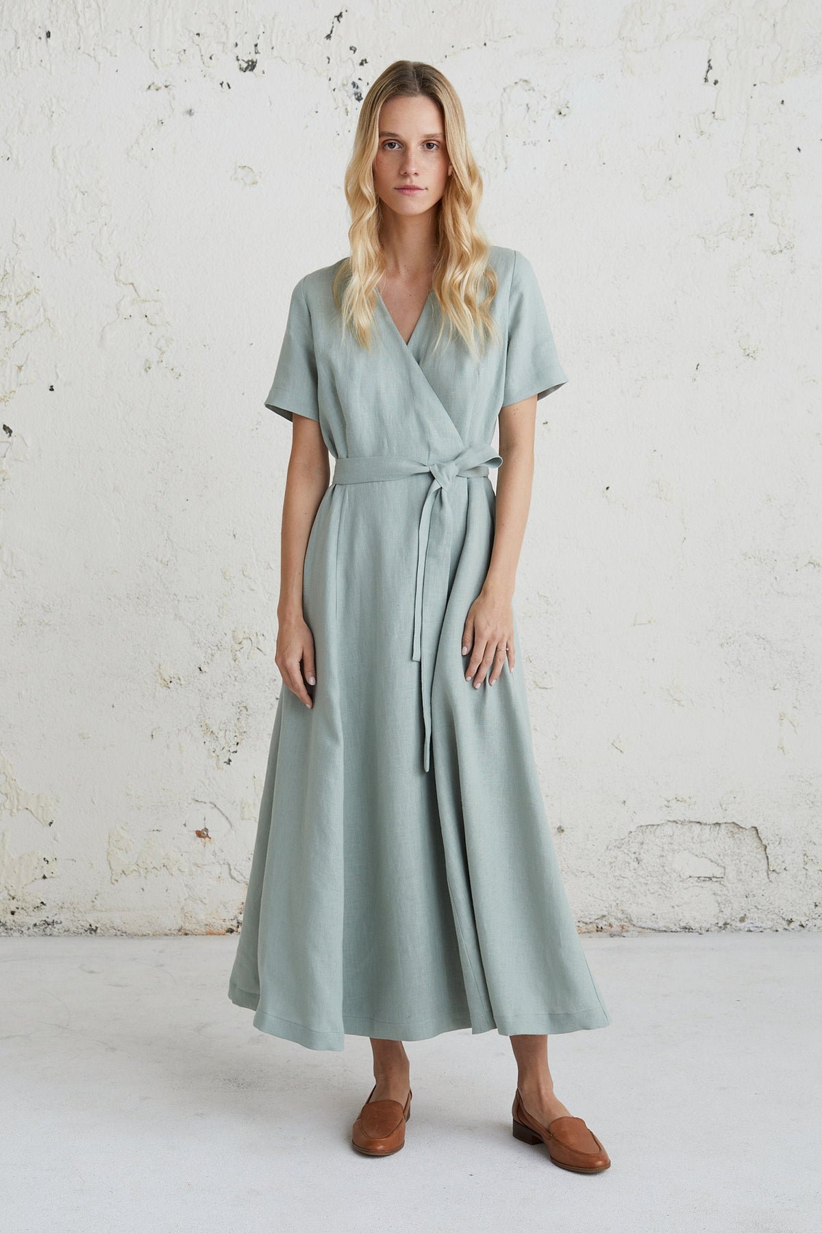 Trixie Sage Linen Wrap Maxi Dress — view 2