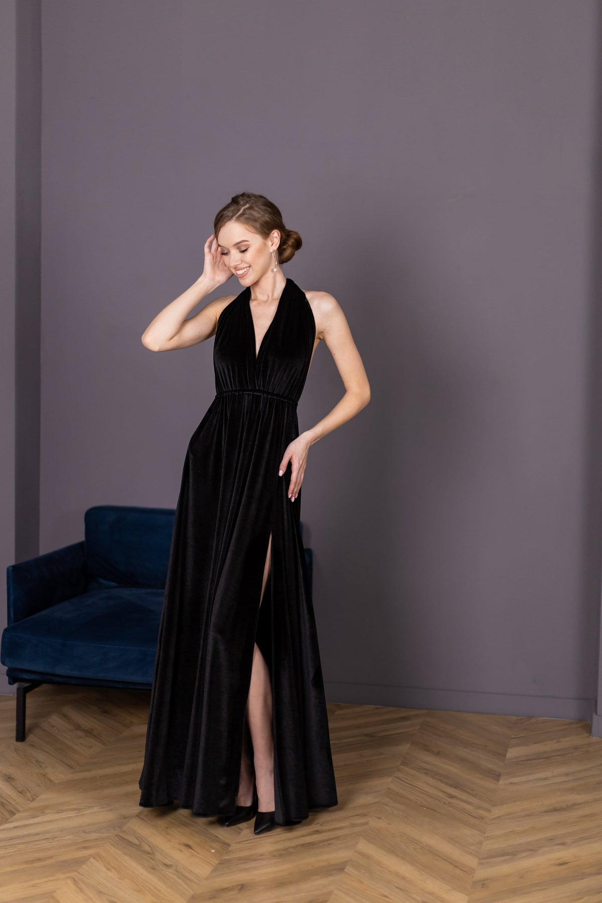 Yvette Black Velvet Maxi Dress — Occasions by Paulette
