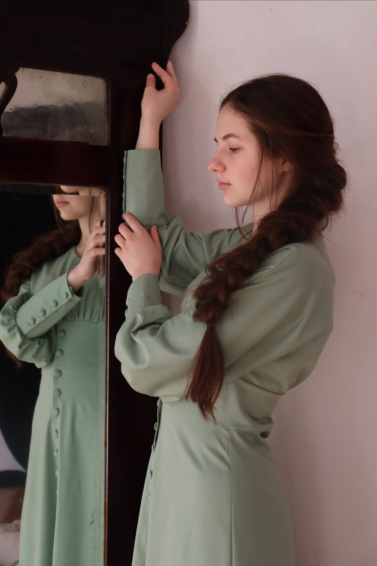 Mila Sage Cotton Midi Dress — view 3