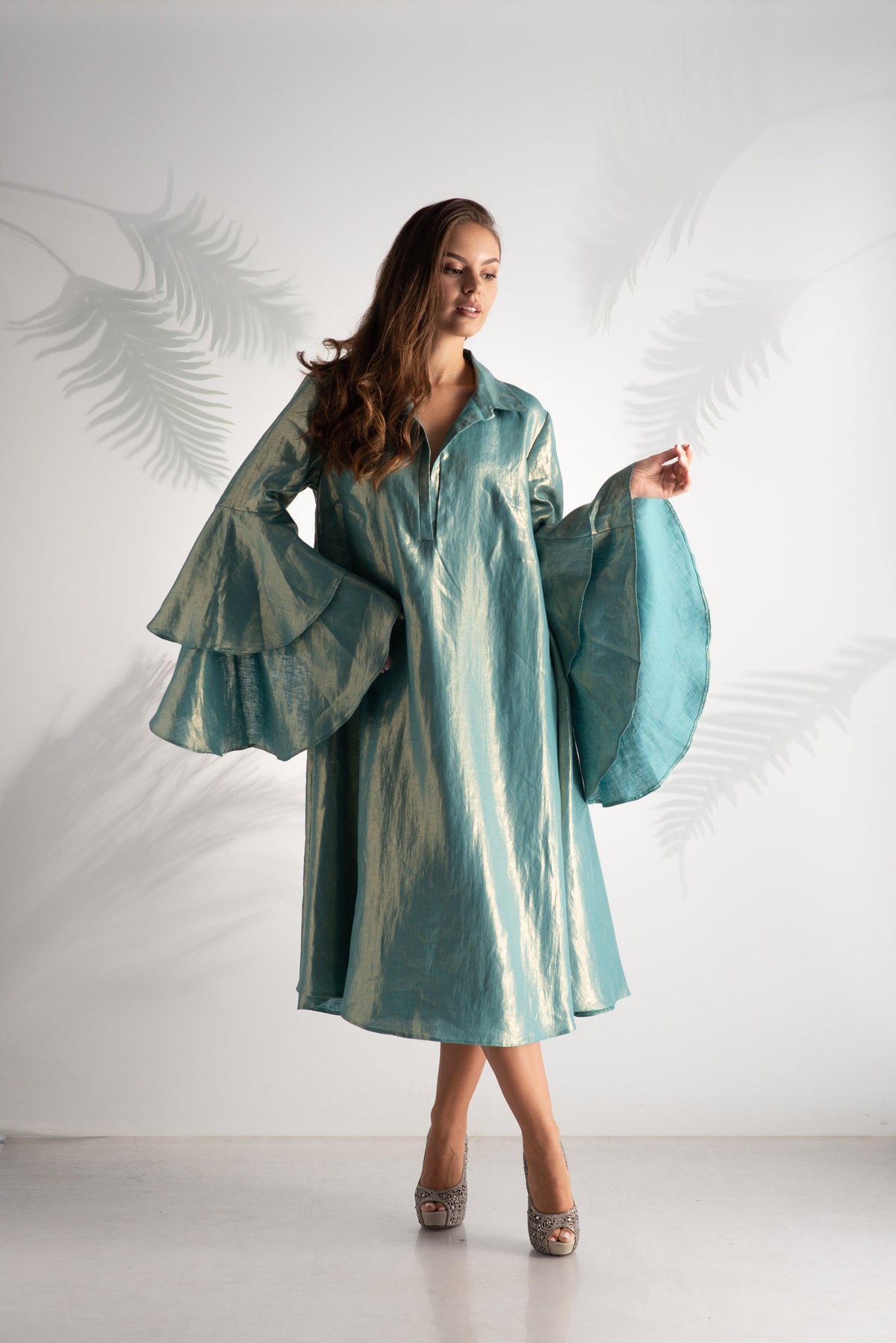 Ruby Teal Linen Midi Dress — view 5
