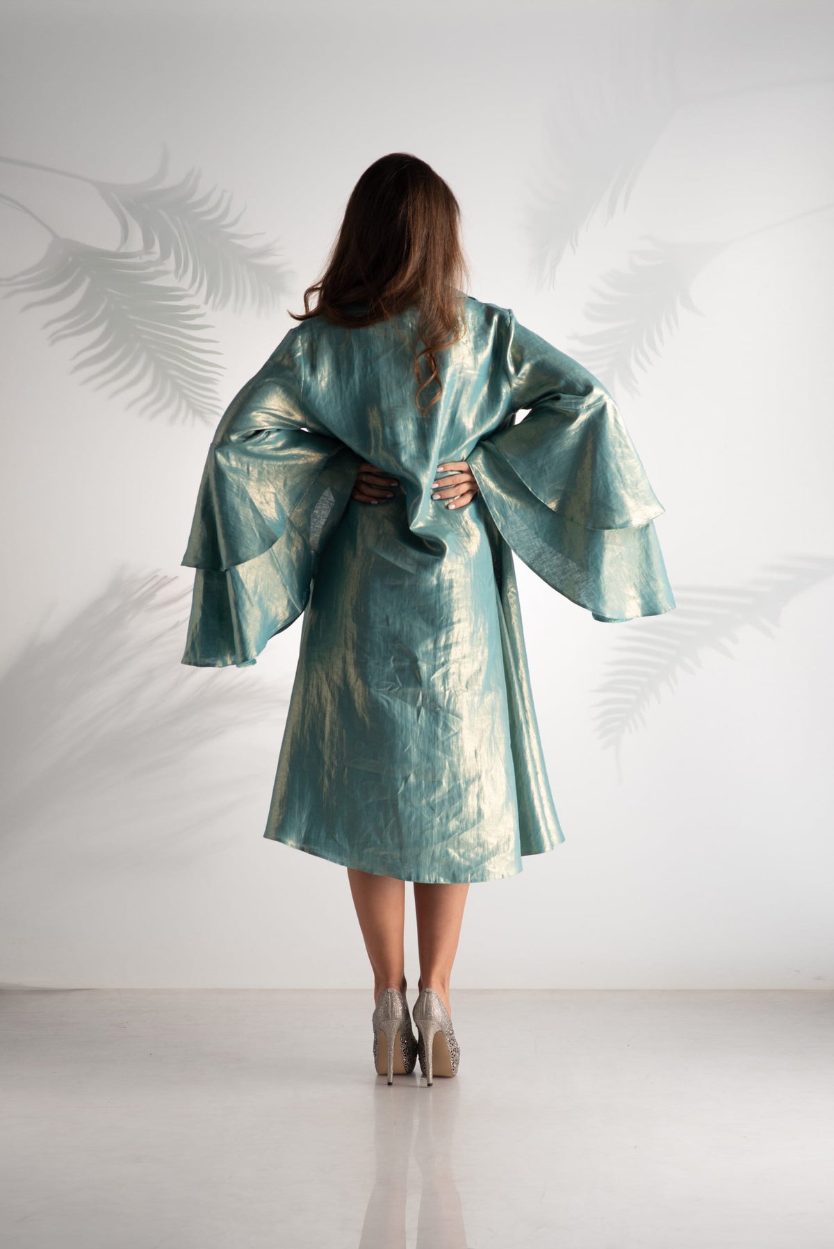 Ruby Teal Linen Midi Dress — view 4