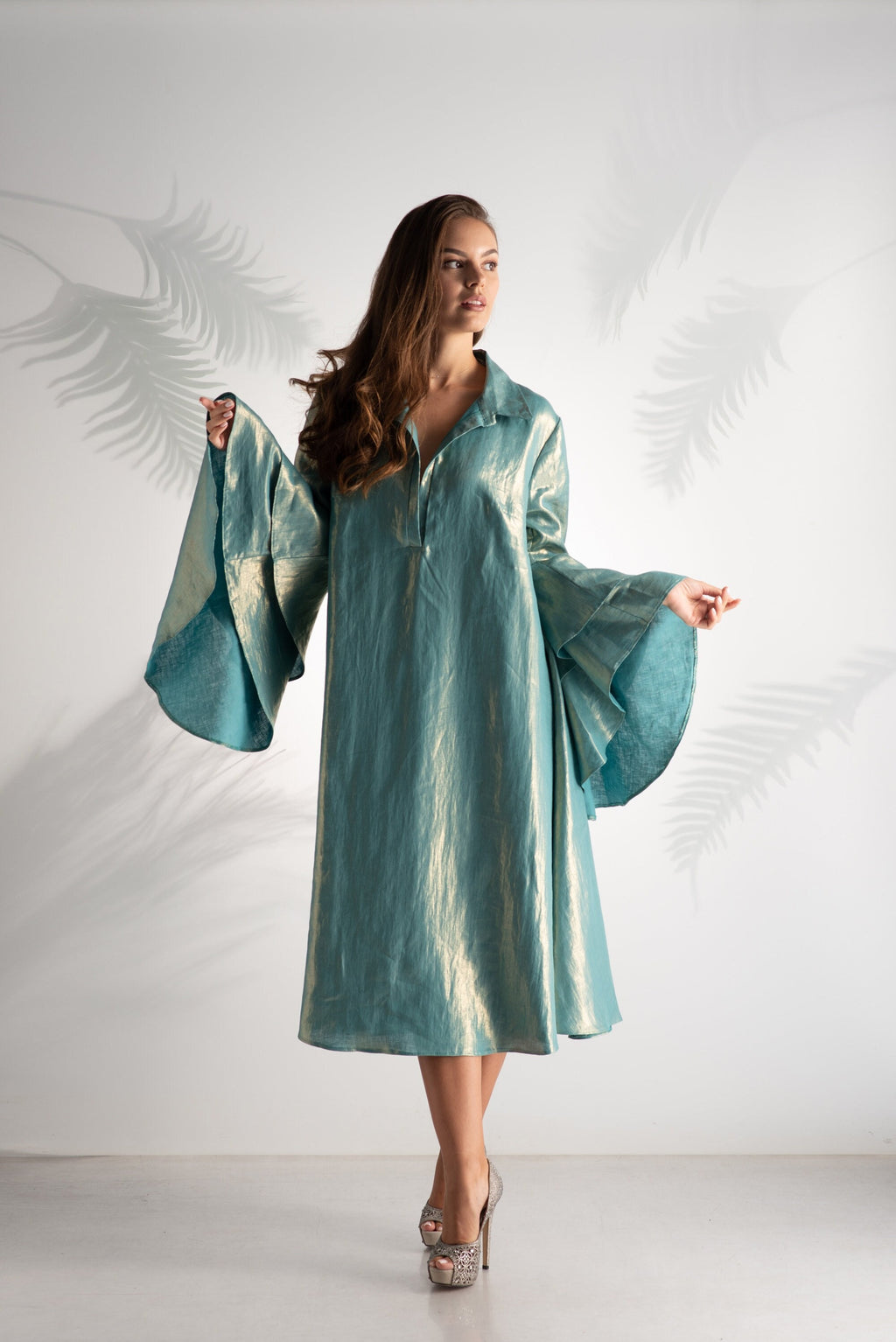 Ruby Teal Linen Midi Dress — Occasions by Paulette