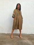 Alma Olive Cotton Kaftan Midi Dress — Occasions by Paulette