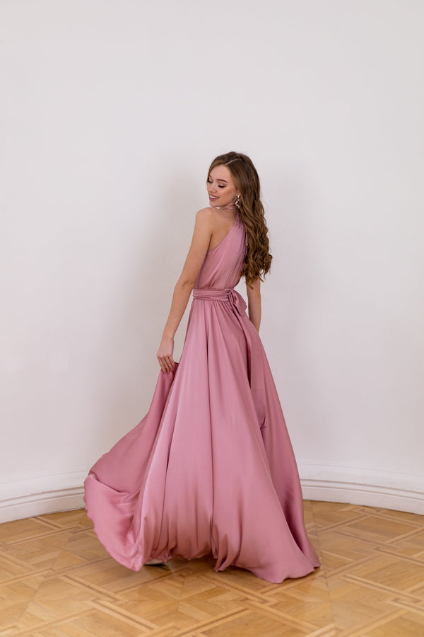 Remy Pink Satin Maxi Dress