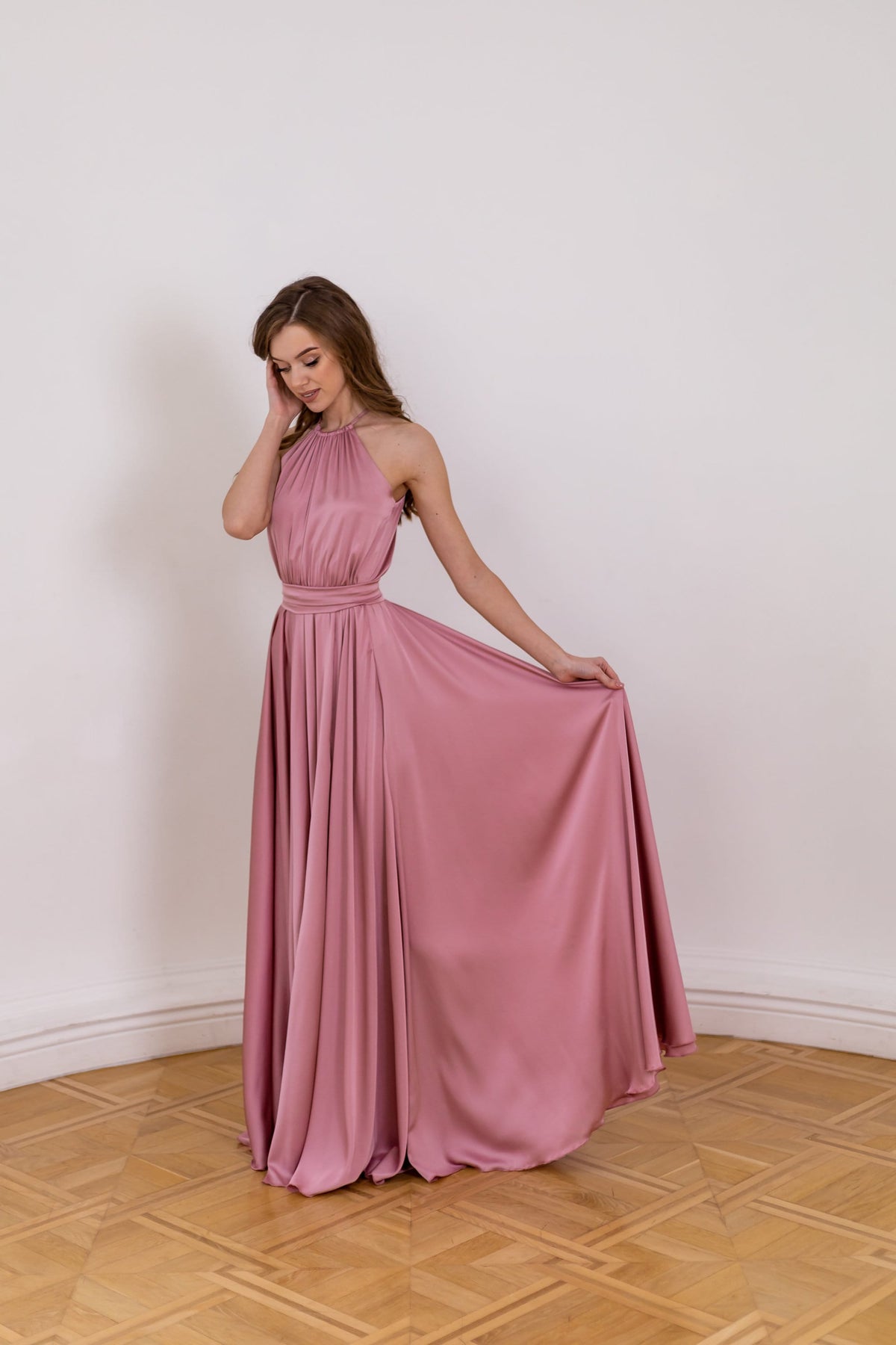 Remy Pink Satin Maxi Dress — view 5