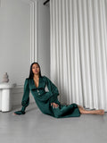 Ottilie Emerald Satin Maxi Dress — Occasions by Paulette