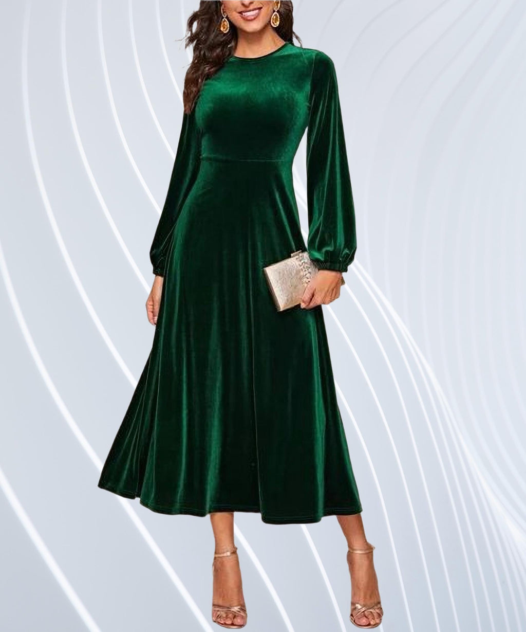 Odette Emerald Velvet Midi Dress — Occasions by Paulette