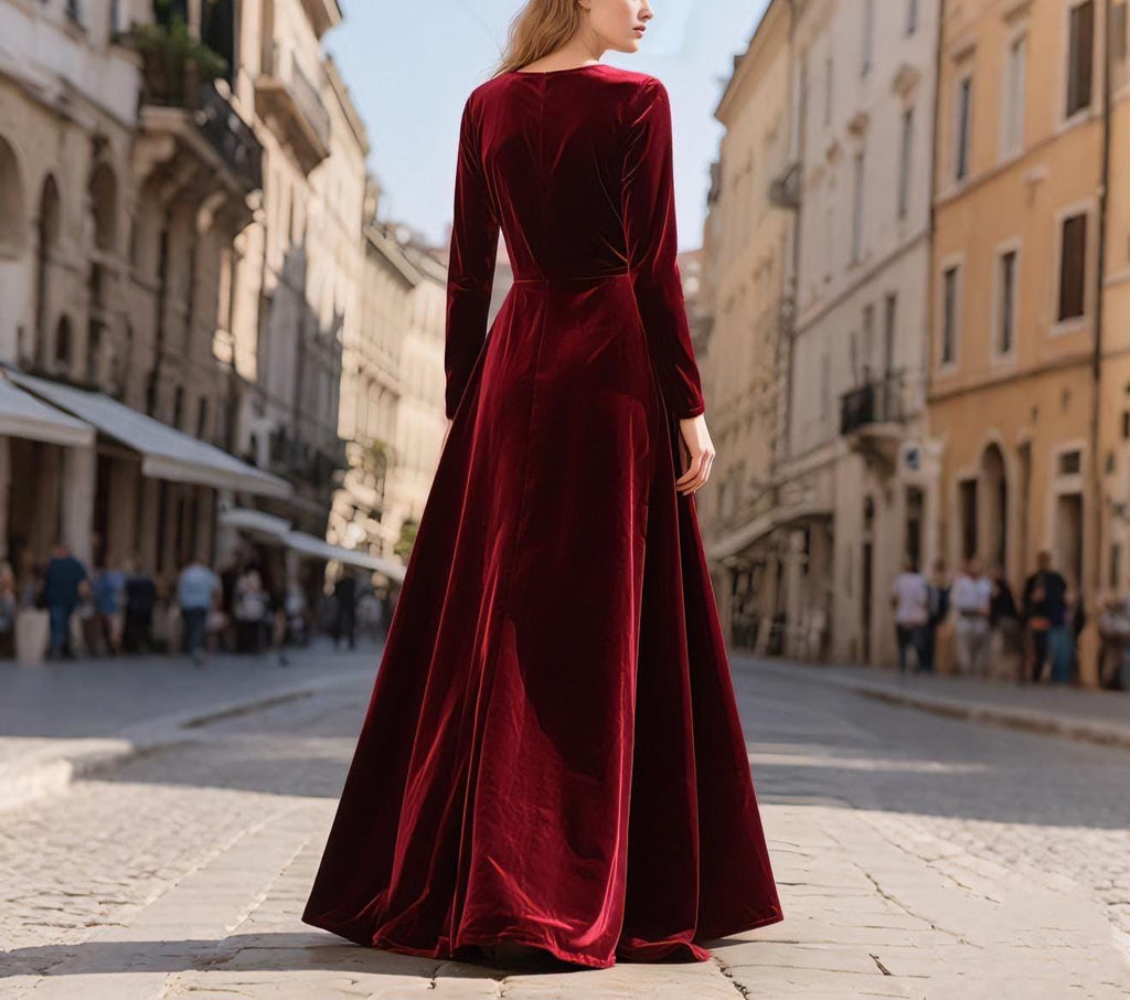 Gia Burgundy Velvet Maxi Dress — view 3