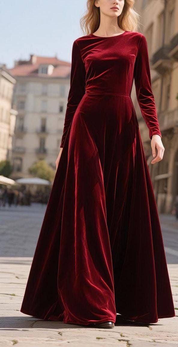 Gia Burgundy Velvet Maxi Dress — view 4