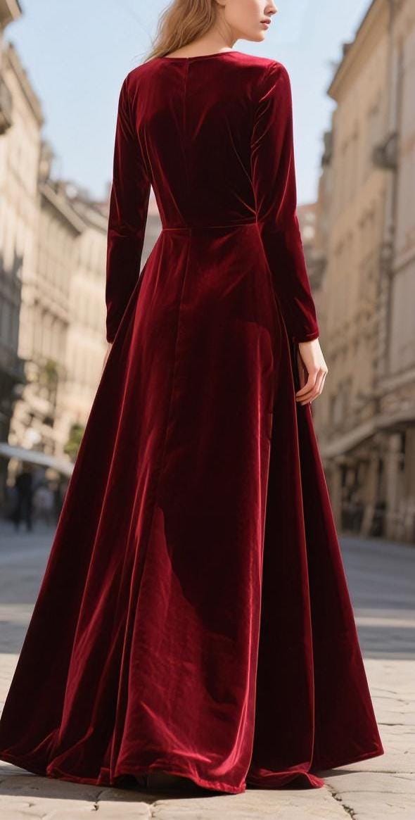 Gia Burgundy Velvet Maxi Dress — view 5