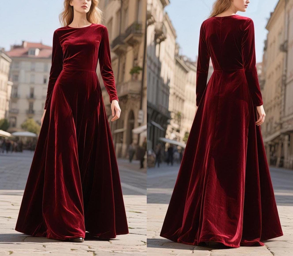 Gia Burgundy Velvet Maxi Dress — view 2