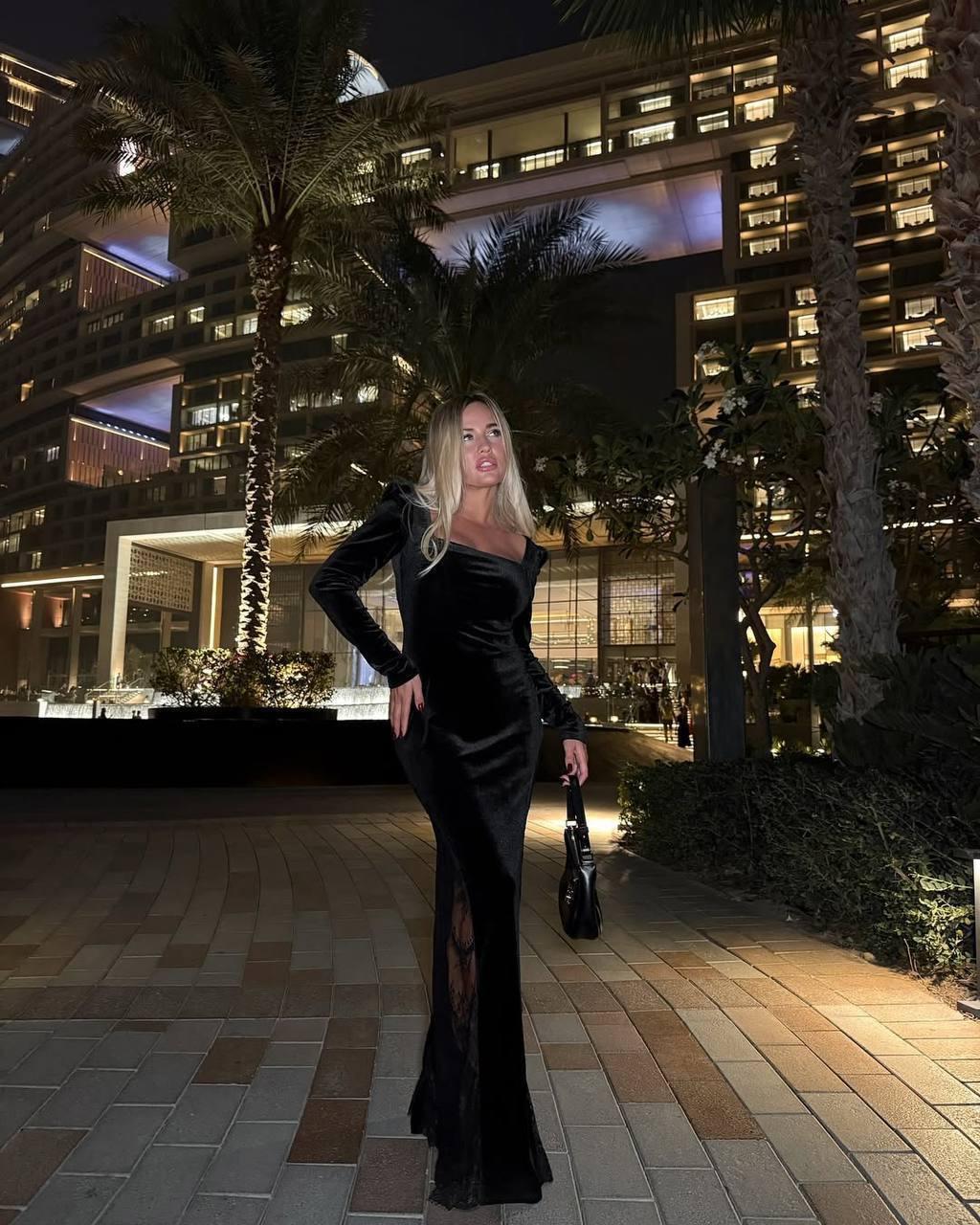 Noor Black Velvet Bodycon Maxi Dress — view 3