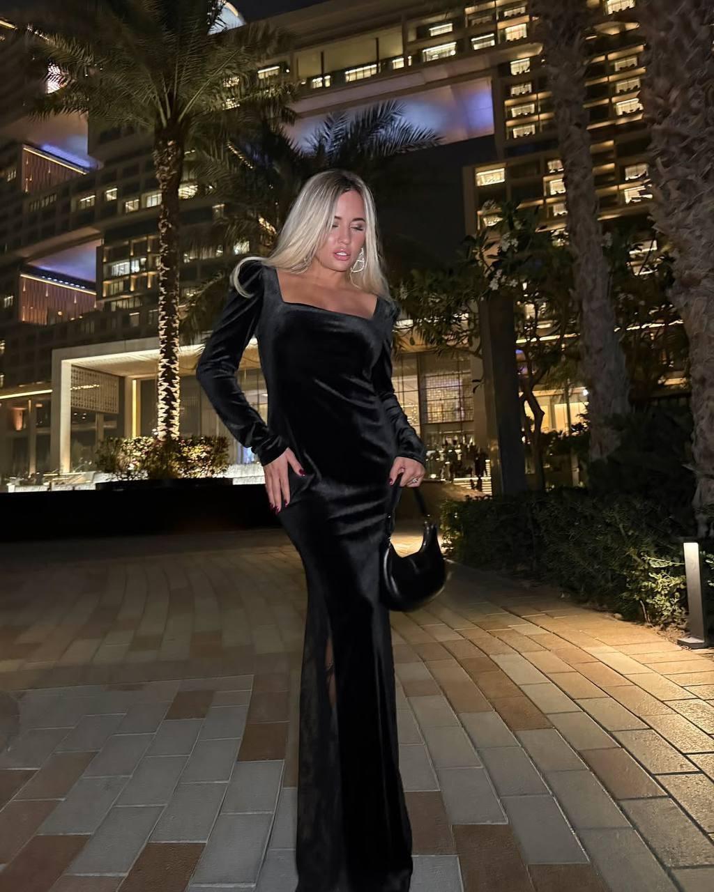 Noor Black Velvet Bodycon Maxi Dress — view 5