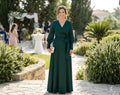 Tilly Green Satin Wrap Midi Dress — Occasions by Paulette