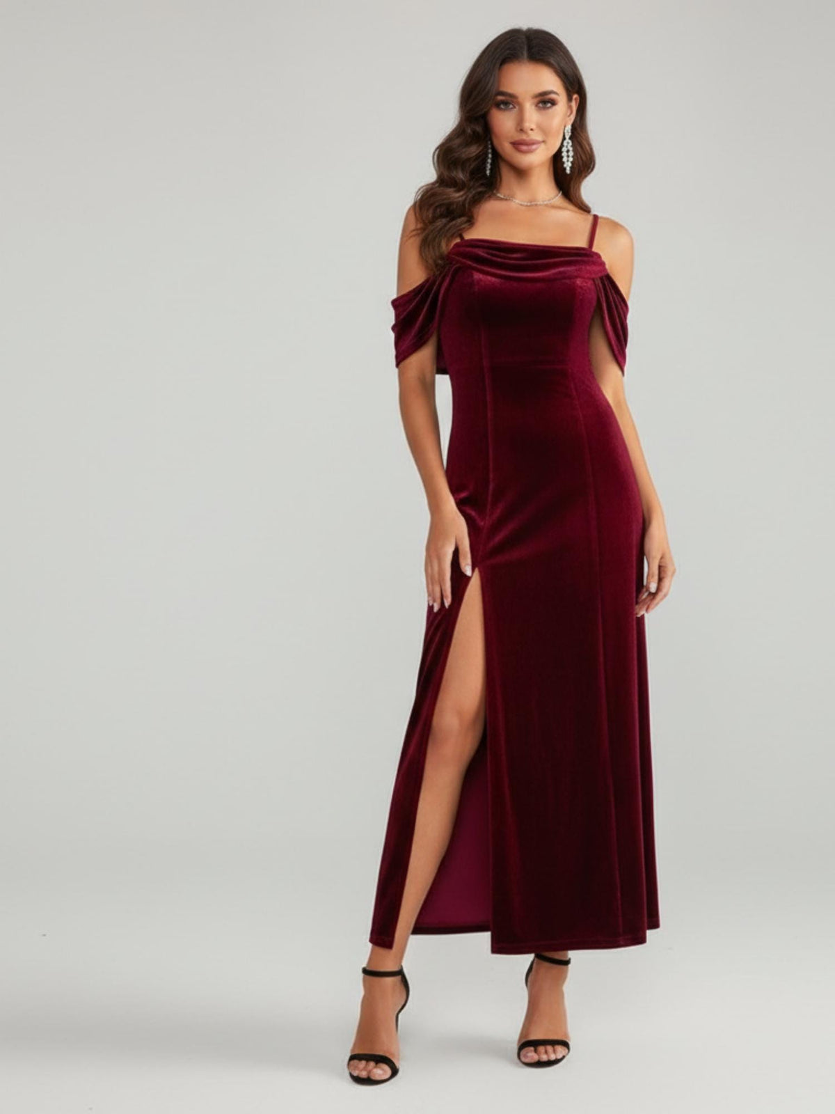 Cora Burgundy Velvet Maxi Dress — Occasions by Paulette