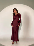 Kiki Plum Satin Slip Maxi Dress — Occasions by Paulette