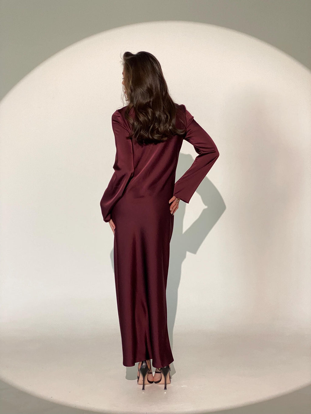 Kiki Plum Satin Slip Maxi Dress — view 6